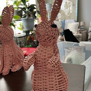 Woven Pink Bunny Figurine